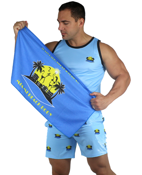 Miami Beach Body - Train Hard and Sweat Ultra Dry Sport Towel - Blue