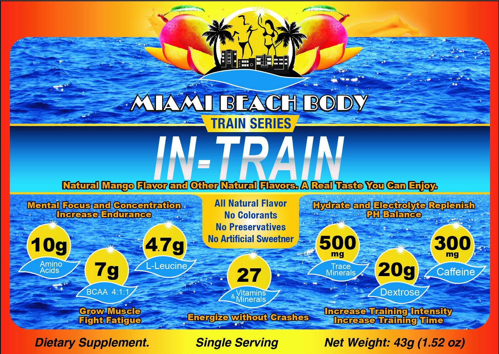 IN-TRAIN: The most advanced BCAA Intra-Workout Formulation of all Vitamins, Minerals, Trace Minerals, Aminoacids, and Other Natural Ingredients