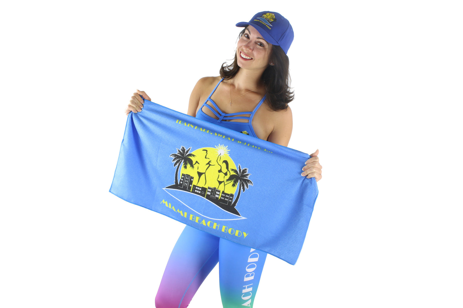 Miami Beach Body - Train Hard and Sweat Ultra Dry Sport Towel - Blue