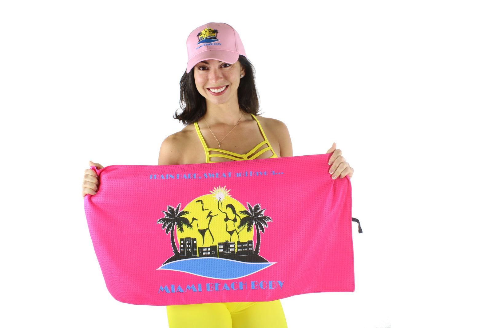 Miami Beach Body - Train Hard and Sweat Ultra Dry Sport Towel - Pink