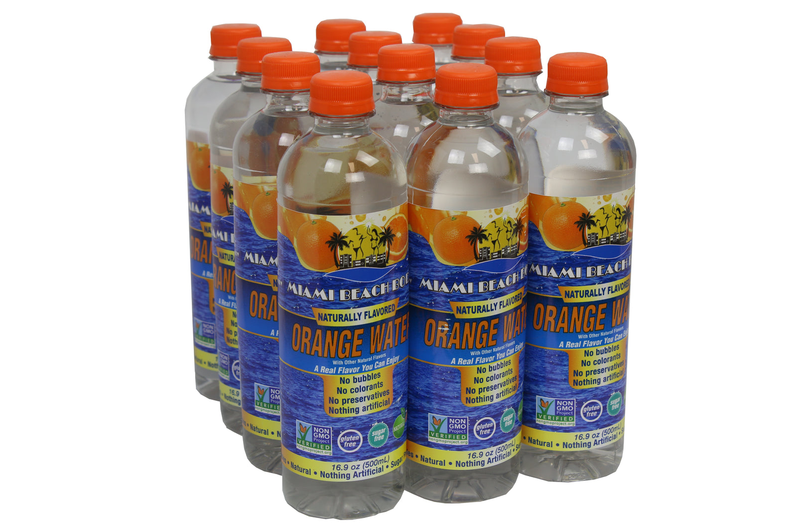 Miami Beach Body - Naturally Flavored Still Water, Non-GMO Certified, Gluten Free, Sugar Free, Carbonation Free, HFCS Free - 16.9 Oz - Orange Flavor - 12 Pack