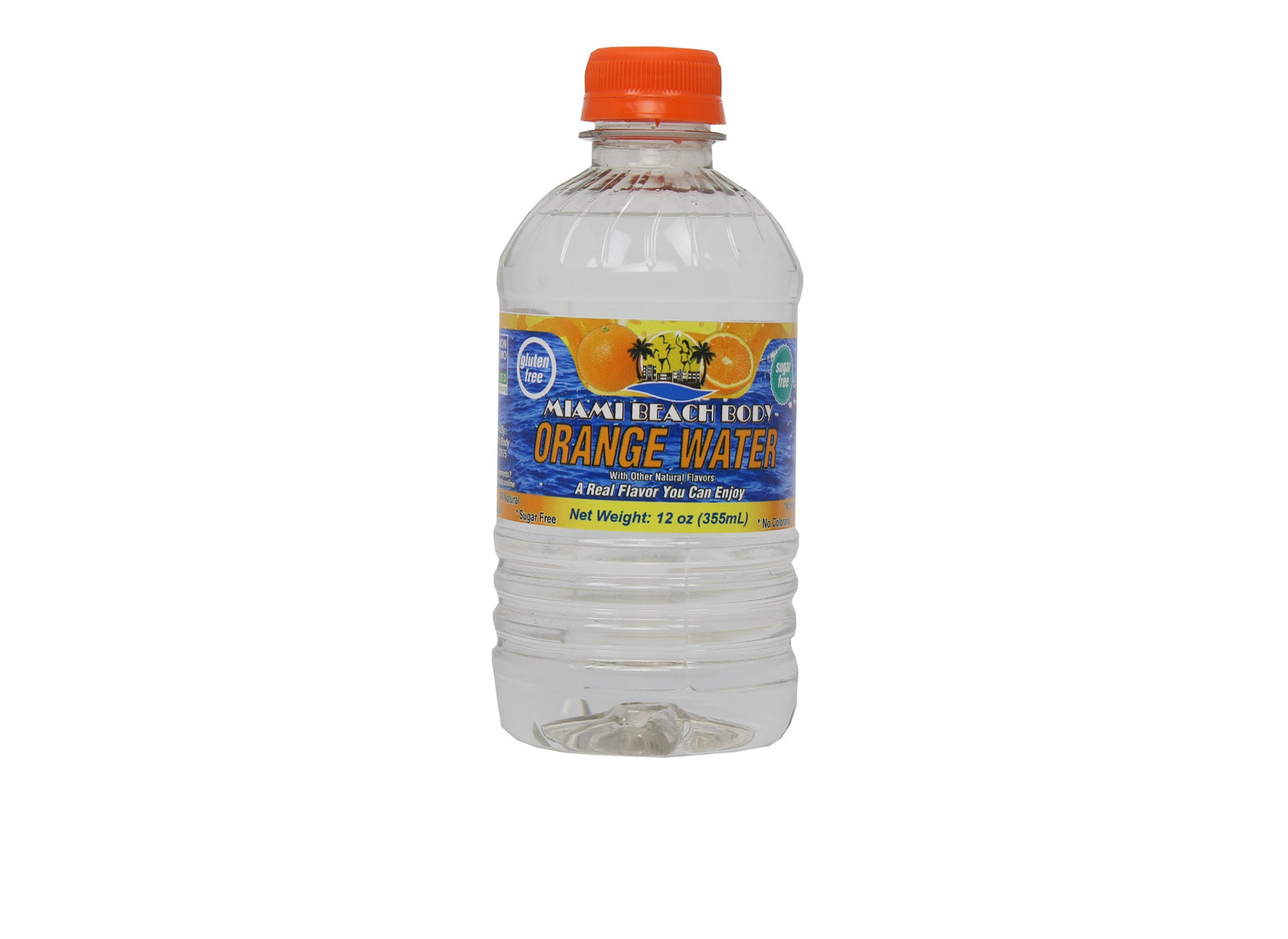 Miami Beach Body - Naturally Flavored Still Water, Non-GMO Certified, Gluten Free, Sugar Free, Carbonation Free, HFCS Free - 12 Oz - Orange Flavor - 12 Pack