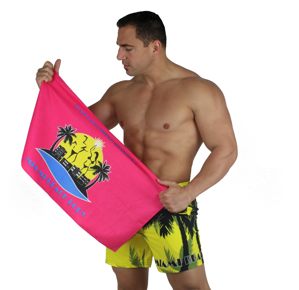 Miami Beach Body - Train Hard and Sweat Ultra Dry Sport Towel - Pink